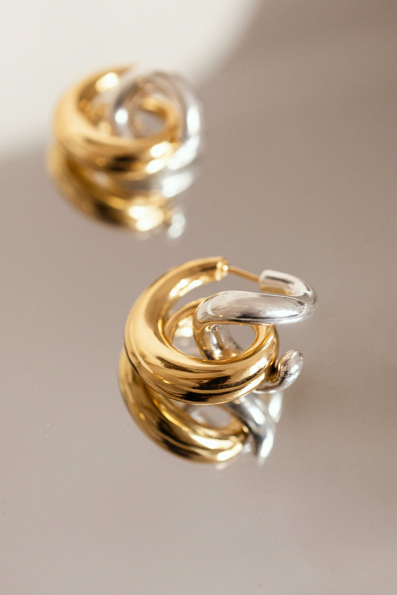 Duo Gold & Silver Earrings