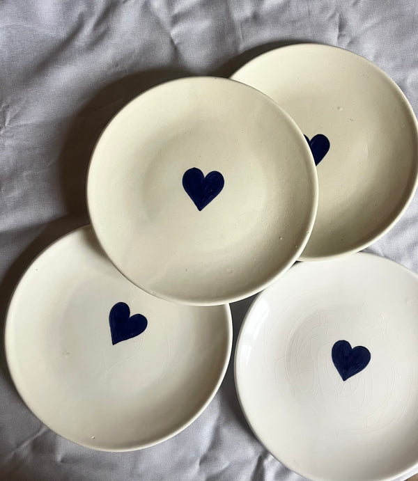 Small blue heart plate