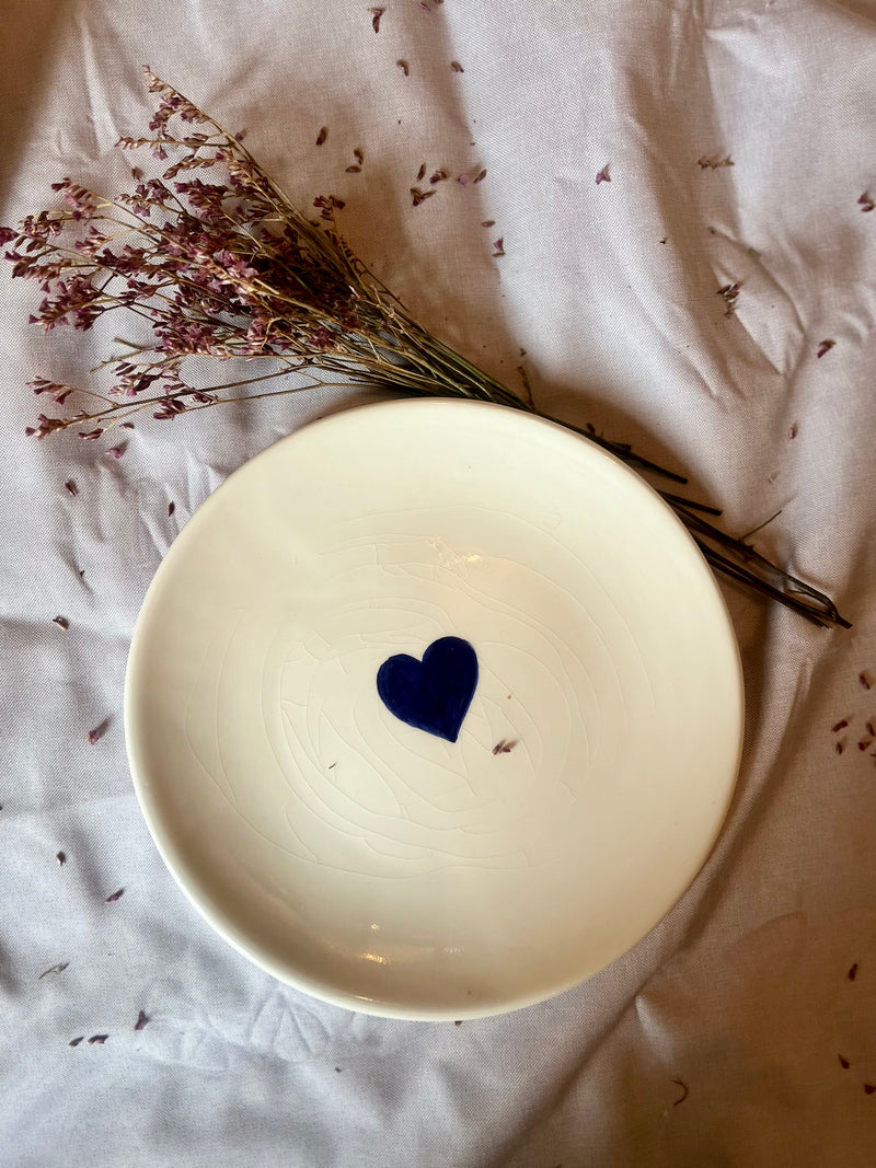Small blue heart plate