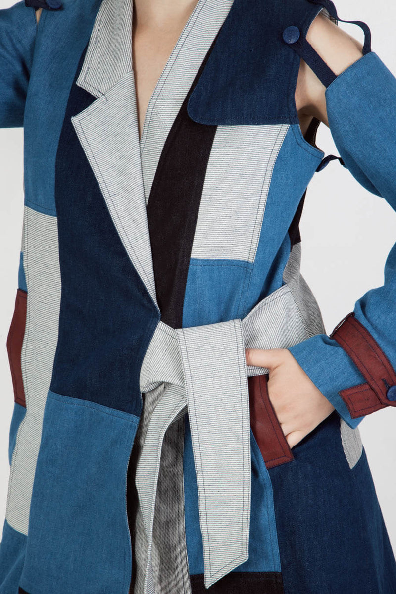 Trench Patchwork avec manches amovibles