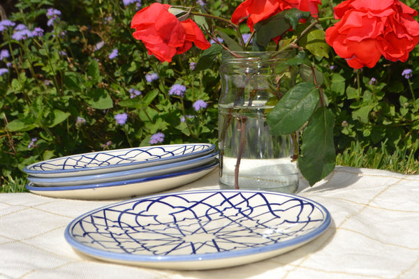 Set de 4 assiettes en porcelaine motif bleu et blanc