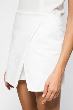 Short-Jupe Blanc Taille Haute