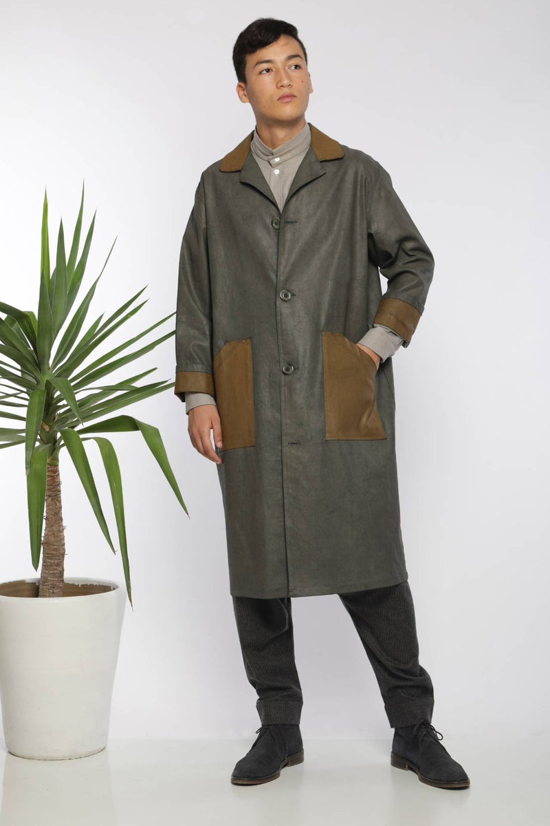Trench Olive avec poches contrastantes